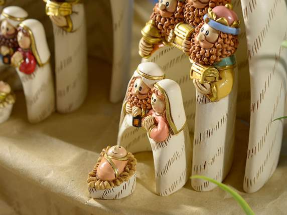 Set 4 personaggi Presepe componibile in resina
