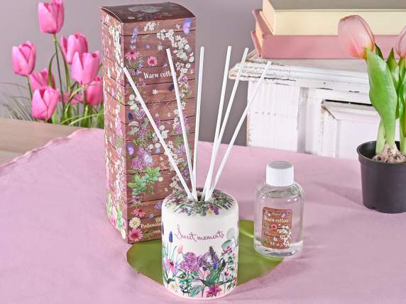 Profumatore ambiente in ceramica 100ml stampa floreale