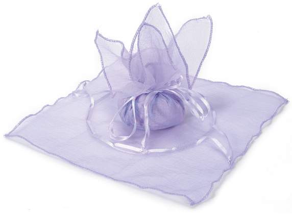 Tulle organza avec cordon coulissant lilas, base carrée