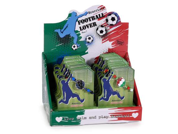 Pulsera de hilo El mundo del fútbol en display y tarjeta