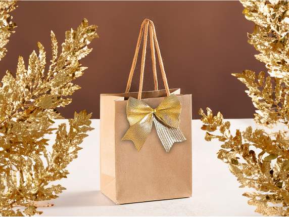 Pungă-plic mic din hârtie naturală cu mânere