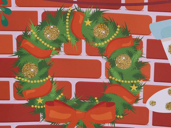 Geanta mare de hârtie - plic cu imprimeu vintage cu sclipici