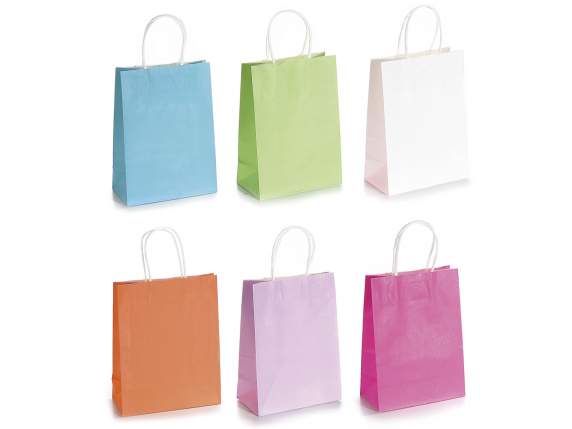 Pungă-plic mic de hârtie colorată cu mâner răsucit