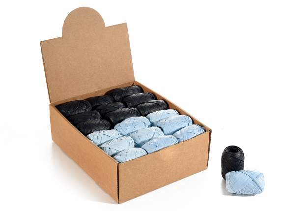 Skeins of colored raffia black - blue