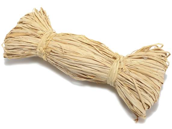 Matassa di rafia non tinta, naturale 500 g Natural con borsetta per confezione regalo 
