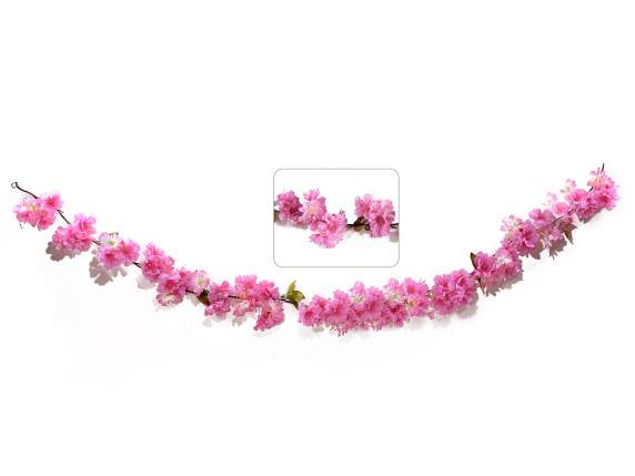 Ramo di fiori di ciliegio rosa artificiali in stoffa