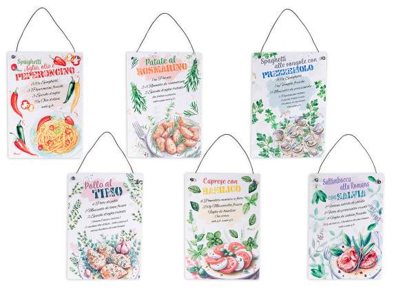Decoración metálica impresa con recetas para colgar