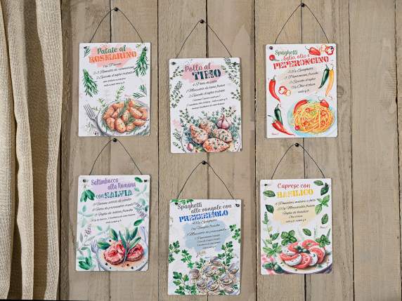 Decoración metálica impresa con recetas para colgar
