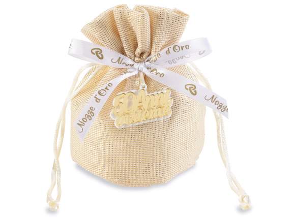 Bolsa de tela 50 años juntos, lazo y corbata de raso