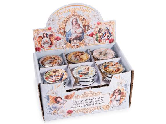 Metal pill box with sacred prints and 3 food compartments