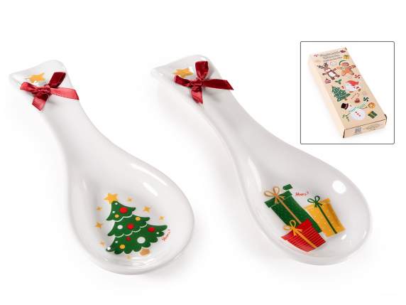 Repose-cuillère en céramique avec décorations de Noël