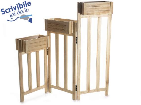 Ringhiera pieghevole legno naturale c/3 cassette estraibili