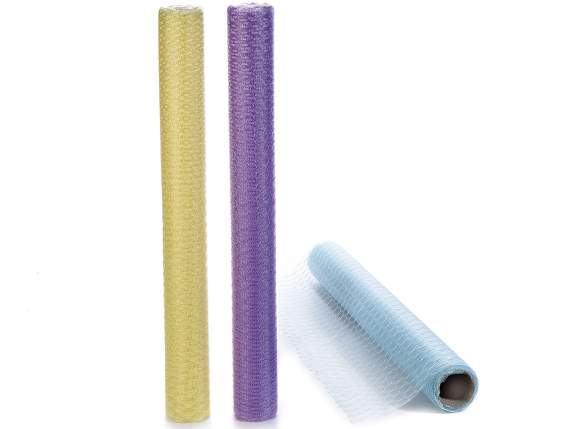 Roll of colored mesh with honeycomb decoration
