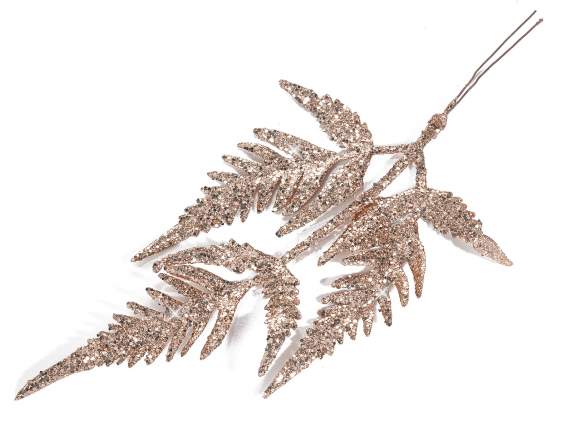 Bouquet of 6 rose gold glittered fern branches