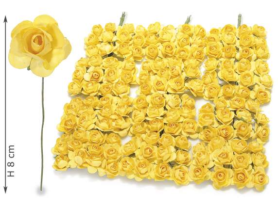 Petite rose artificielle en papier jaune