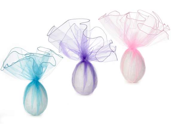 Round tulle egg cover in colored organza