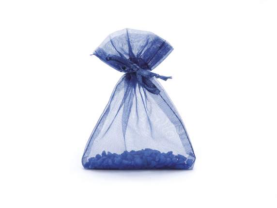 Royal blue organza bag 8x11 cm with tie