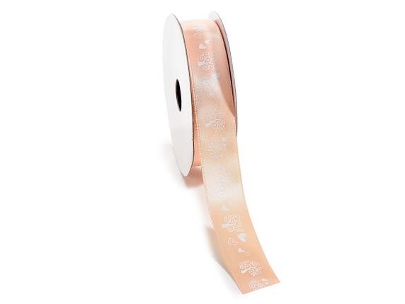 Ruban de satin pêche arbre de vie 22 mm
