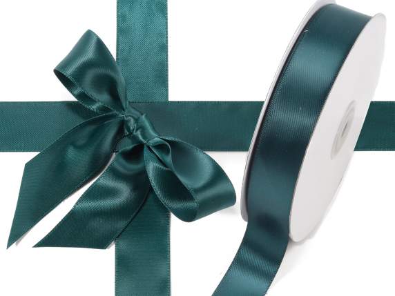 Ruban satin double vert émeraude 25 mm