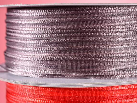 Ruban voile 6 mm avec tirette gris colombe