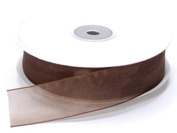 Ruban organza marron chocolat 25 mm