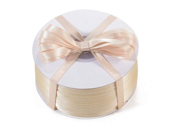 Ruban satin double écru 6 mm