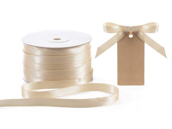 Ruban satin double écru 10 mm