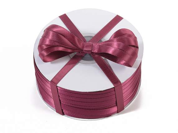 Ruban satin double 6 mm, bordeaux
