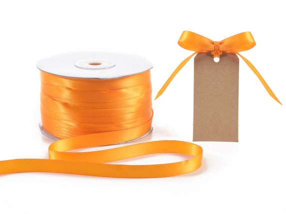 Ruban satin double orange 10 mm