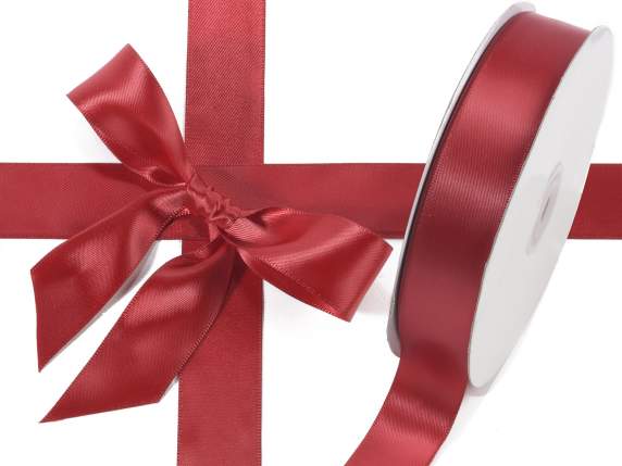 Ruban satin double rouge rubis 25 mm