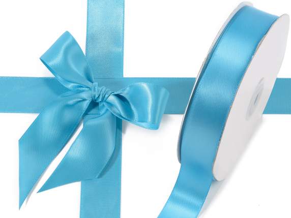 Ruban satin double turquoise 25 mm