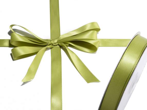 Ruban satin double vert olive 15 mm