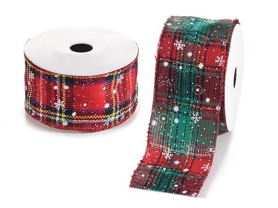 Ruban de Noël écossais de 63 mm, tissu modelable