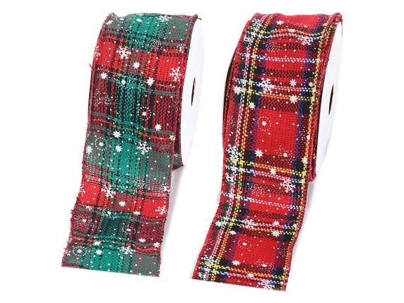 Ruban de Noël écossais de 63 mm, tissu modelable