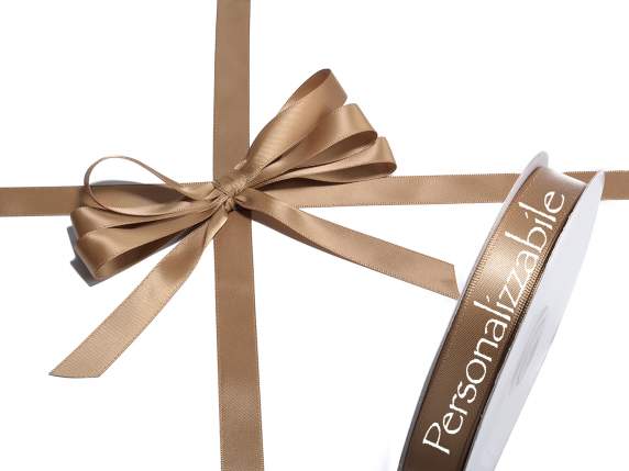 Ruban satin double cappuccino 15 mm personnalisé