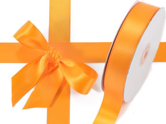 Ruban satin double orange 25 mm