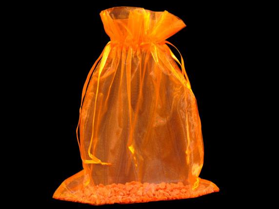 Sac en organza orange flamme 23x30 cm avec lien