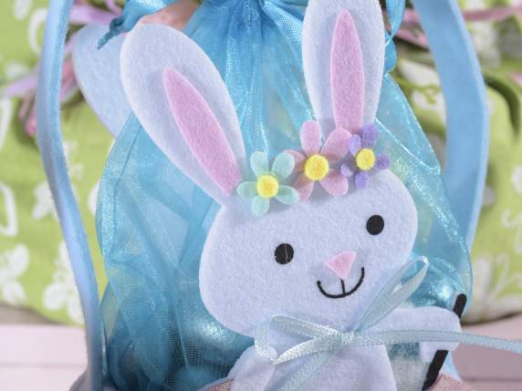 Sac à œufs en tissu avec voiture lapin