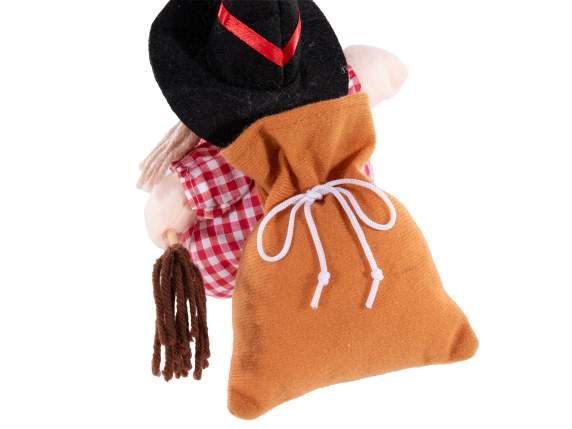 Befana - Sorcière avec un sac à bonbons en tissu suspendu