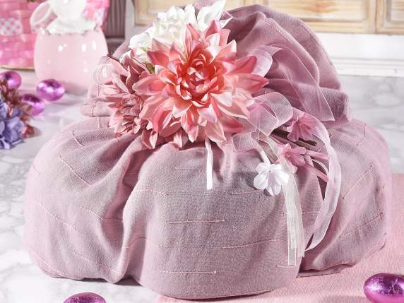 Sac colombe en tissu avec broderie et cordon de serrage