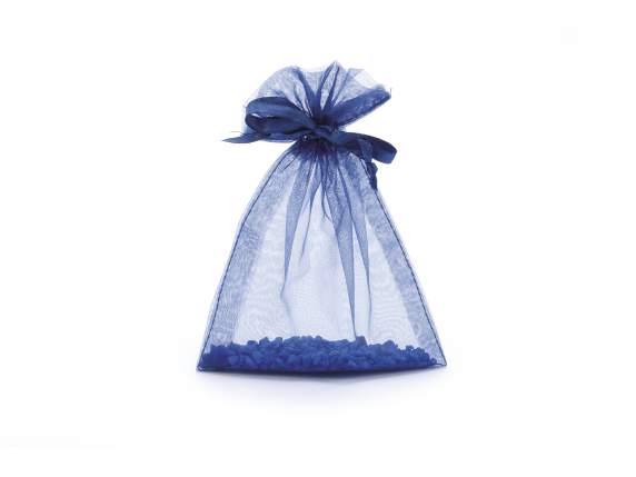 Sachet en organza bleu roi 12x16 cm avec cordon de serrage