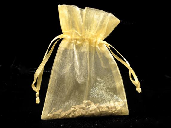 Sachet en organza doré 8x11 cm avec cordon de serrage