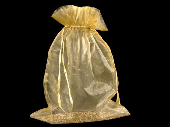 Sac en organza doré 30x40 cm avec cordon de serrage