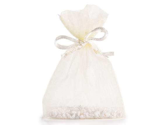 Sachet en organza jaune paille 8x11cm avec cordon de serrage
