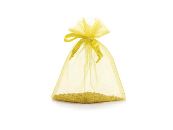 Sachet en organza jaune citron 12x16 cm avec cordon