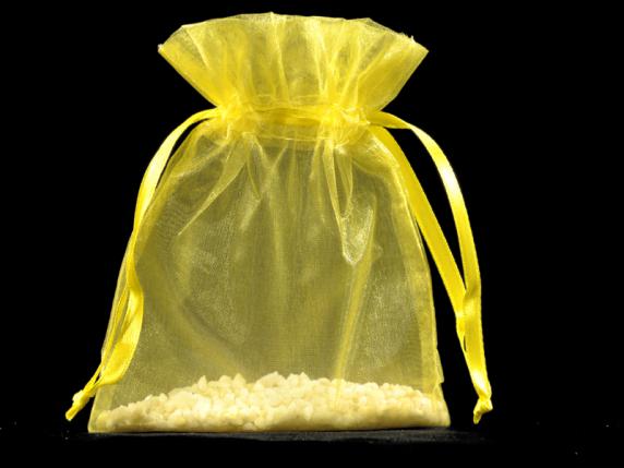 Sachet en organza jaune citron 12x16 cm avec cordon