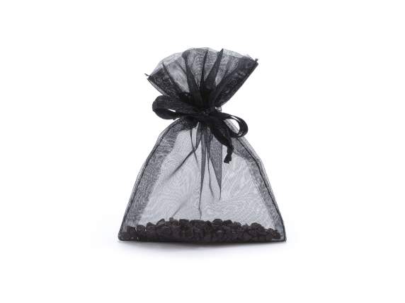 Sac bistrot en organza noir 8x11 cm avec cordon de serrage