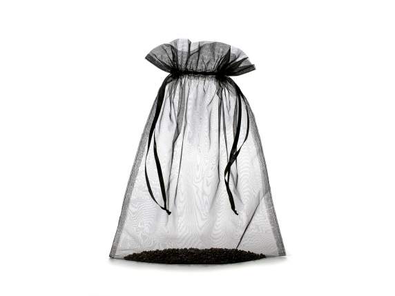Sac bistrot en organza noir 30x40 cm avec cordon de serrage