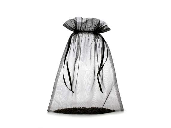 Sac bistrot en organza noir 30x40 cm avec lien