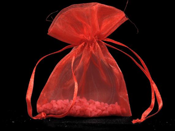 Sachet en organza rouge fraise 8x11 cm avec cordon